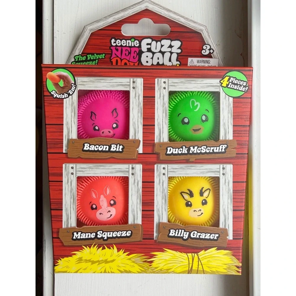 Schylling NeeDoh Teenie Fuzzball Farmyard 4 Pack Tractor Supply 100% Authentic